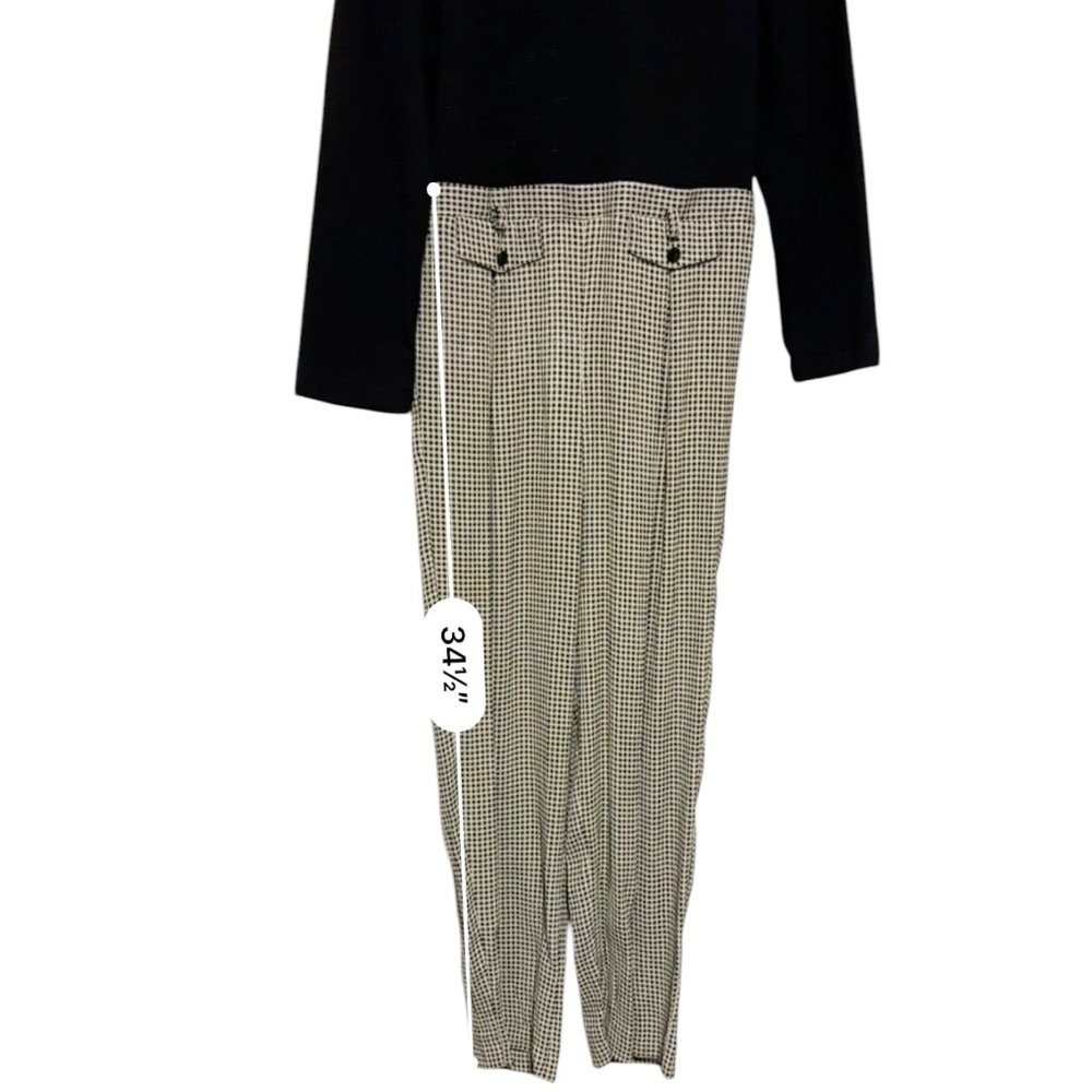 DJ Summers vintage jumpsuit ribbed top B/W plaid bottoms‎ Women's Petite sz 12P - Picture 10 of 10